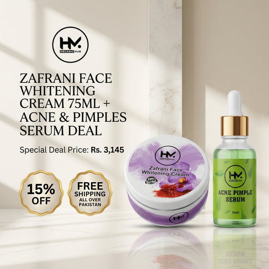 Zafrani Face Whitening Cream 75ml + Acne Pimple Serum | Clear & Glowing Skin Combo